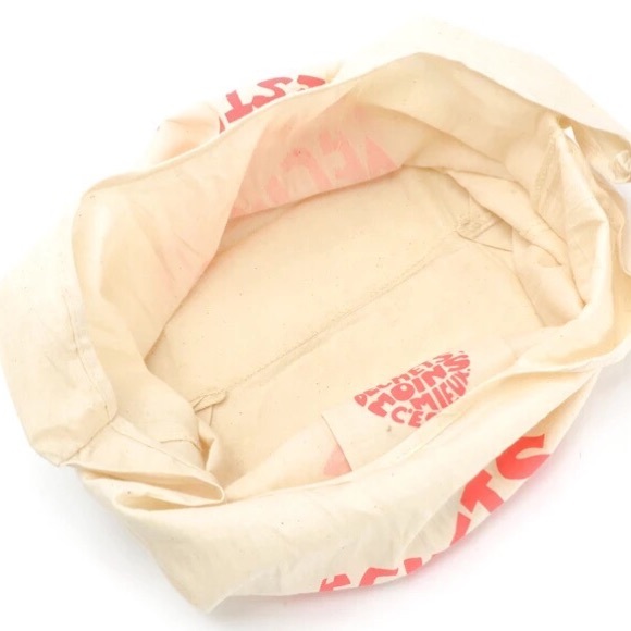 Canvas tote bag foldable portable womens shopping grocery keychain clip heart - Picture 5 of 5